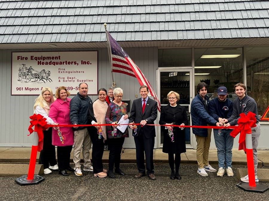 Blumenthal visited Fire Equipment Headquarters in Torrington to celebrate their 50th anniversary. 
